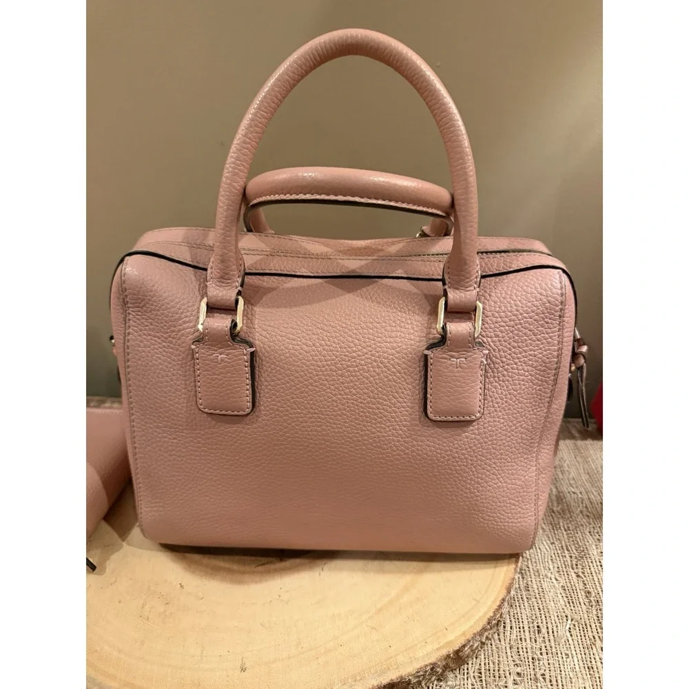 Tory Burch Thea‎ Web Small Satchel Bag & Wallet Set Pink Moon 2 Straps 796$